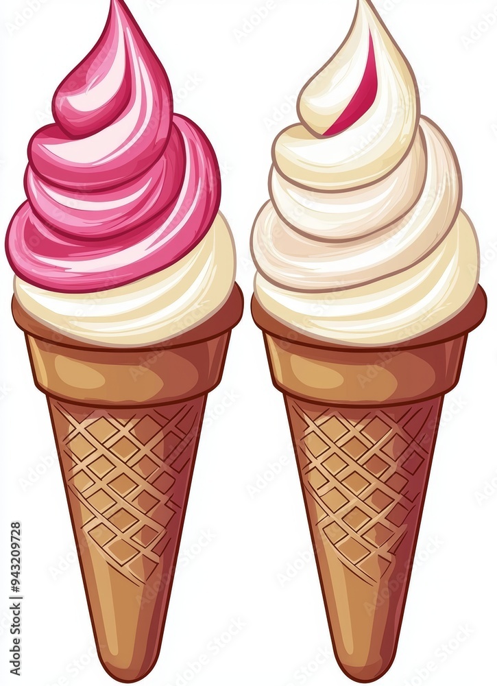 Two icecreams on white background - summer. Two icecreams on white background - summer.