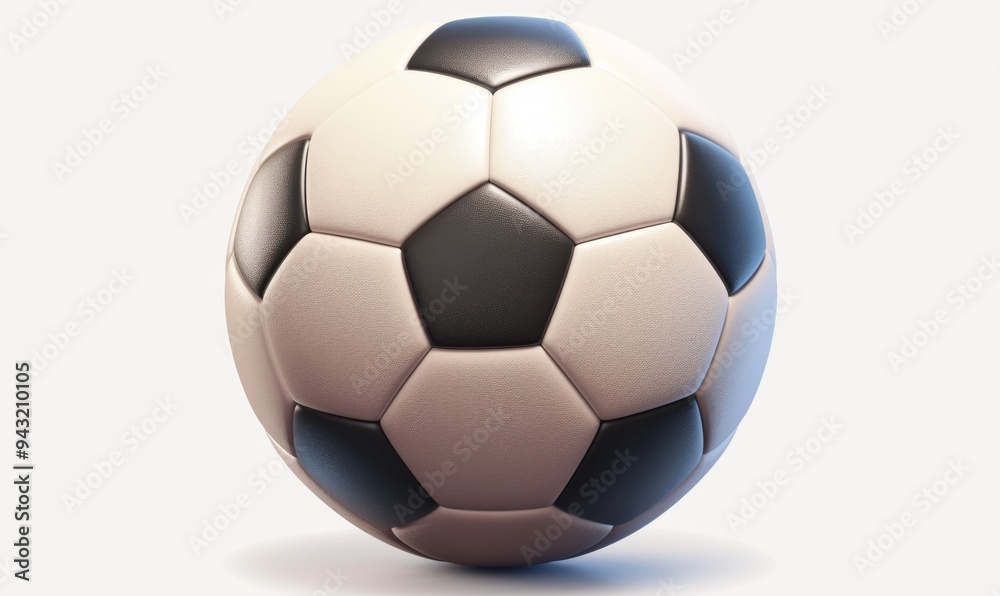 Realistic Soccer Ball on White Background: Minimalist Sports Equipment Illustration for Advertising and Marketing. Creative Abstract Design with Copy Space for Health, Fitness, and Football Game Promo Realistic Soccer Ball on White Background: Minimalist Sports Equipment Illustration for Advertising and Marketing. Creative Abstract Design with Copy Space for Health, Fitness, and Football Game Promo