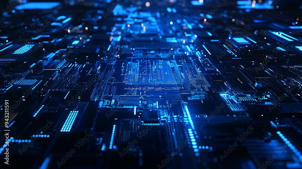 Obraz premium blue circuit board 