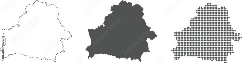 Belarus map in outline, grey color, dotted style Belarus map in outline, grey color, dotted style