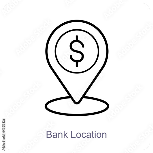 Bank Location and financial institution icon concept