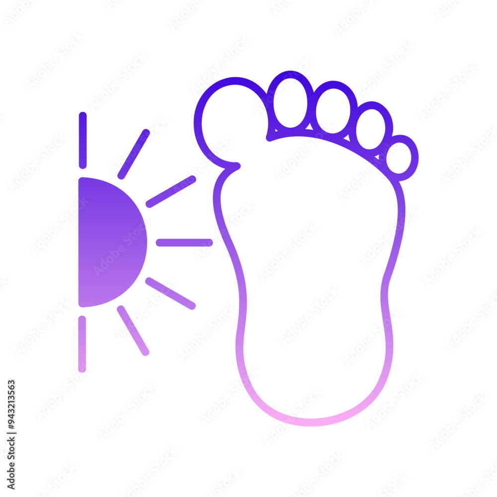 footprint with solar rays footprint with solar rays