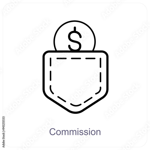 Commission and money icon concept