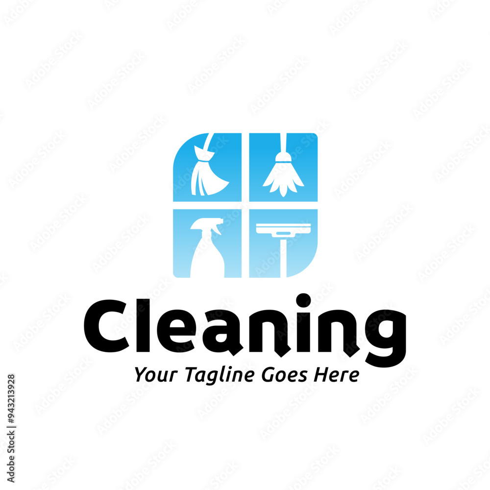 Fototapeta premium House cleaning service logo design. House cleaning products vector design.