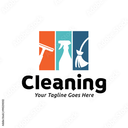 House cleaning service logo design. House cleaning products vector design.