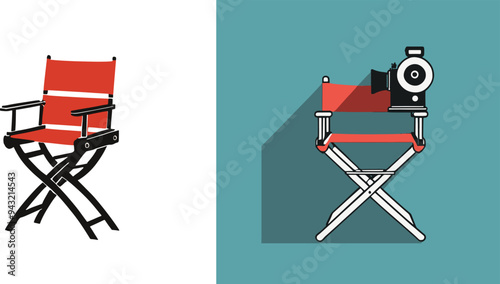 Cinema chair with camera recorder logo set