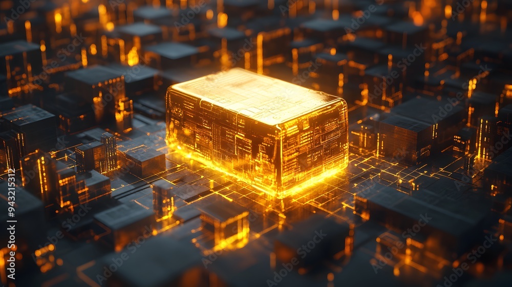 A 3D illustration featuring a gold bullion with investment data and stock market visuals surrounding it, showcasing the value of investing in gold. The scene is designed to emphasize the gold's promin