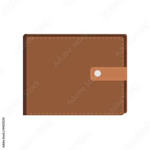 Brown wallet flat icon vector illustration, isolated on white background, leather wallet clip art image 