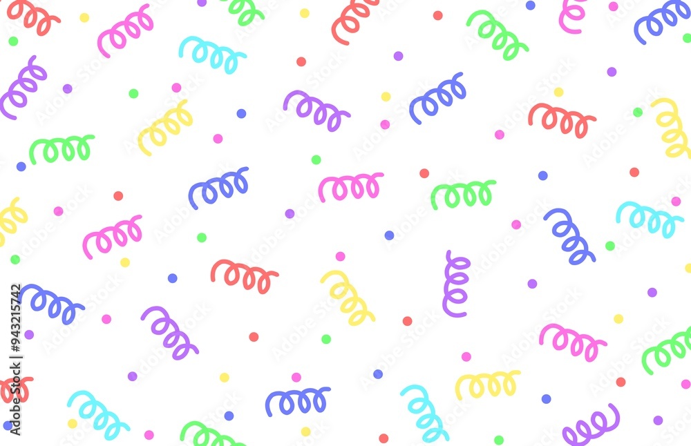 Colorful pattern, seamless background with confetti, pattern with dots, seamless pattern with ribbon and confetti, seamless pattern with tape, colorful background, party background, birthday, party Colorful pattern, seamless background with confetti, pattern with dots, seamless pattern with ribbon and confetti, seamless pattern with tape, colorful background, party background, birthday, party