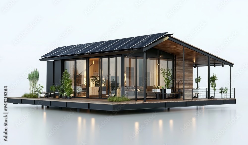 The image is a PNG of a house with a white background and a solar system architecture. The image is a PNG of a house with a white background and a solar system architecture.