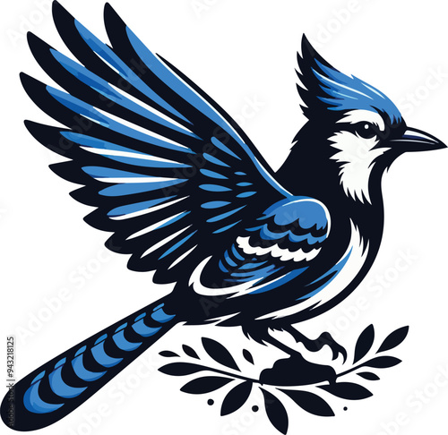 blue jay bird silhouette vector illustration photo