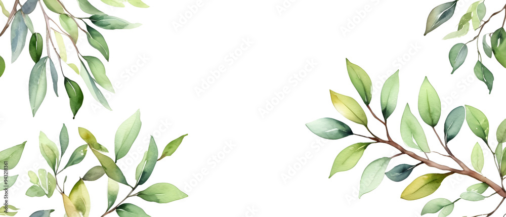 Green Leaf pattern background in watercolor3 Green Leaf pattern background in watercolor3