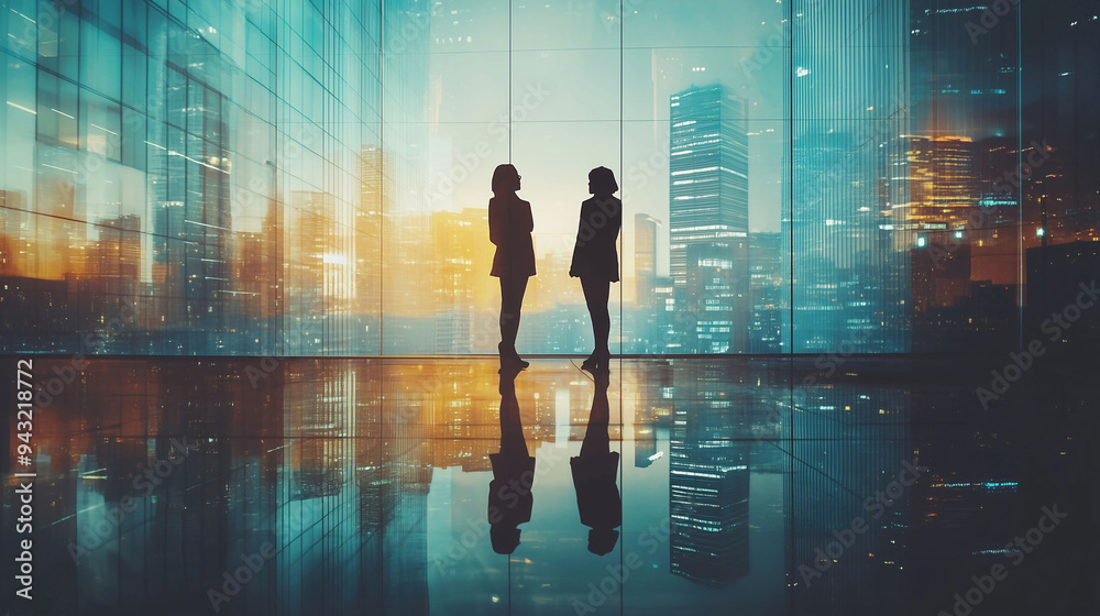 Businessman in an Office Building Overlooking Cityscape with Double Exposure Effect, Symbolizing Corporate Collaboration and Teamwork Amidst a Skyscraper Backdrop in Soft Daylight Businessman in an Office Building Overlooking Cityscape with Double Exposure Effect, Symbolizing Corporate Collaboration and Teamwork Amidst a Skyscraper Backdrop in Soft Daylight