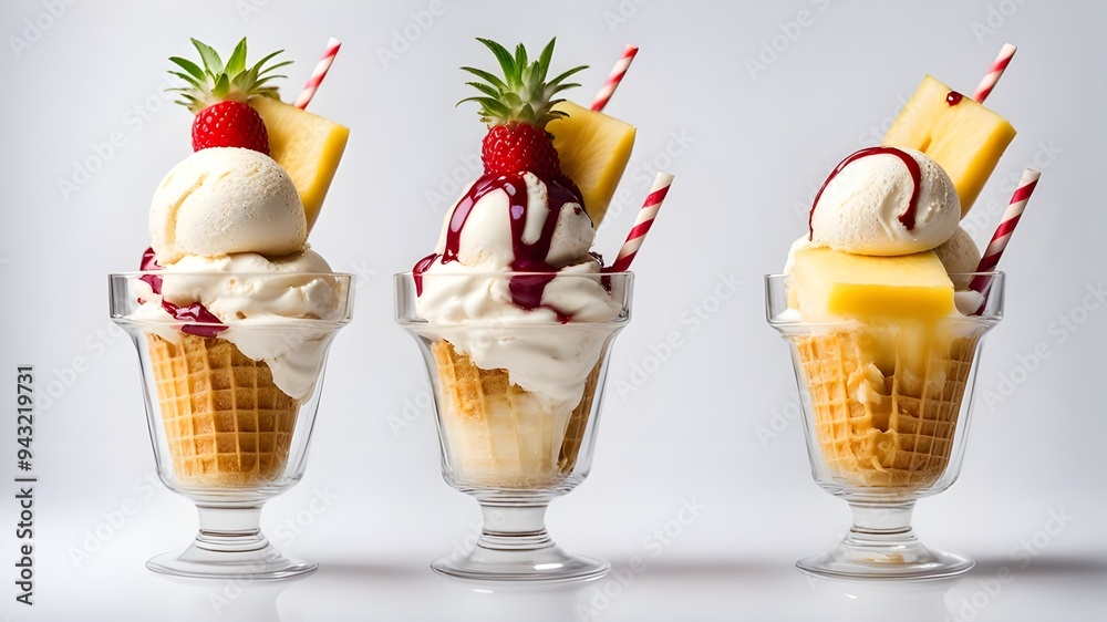 set of pineapple ice cream set of pineapple ice cream