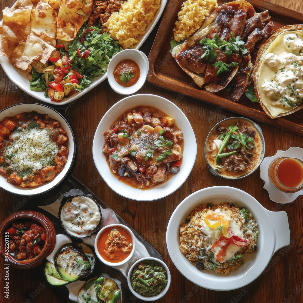 These prompts highlight various Western dishes from an overhead perspective, emphasizing their presentation and appeal. These prompts highlight various Western dishes from an overhead perspective, emphasizing their presentation and appeal.