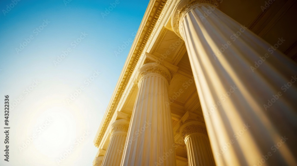 Obraz premium A close-up view of majestic columns against a bright sky, showcasing strength and architectural elegance.