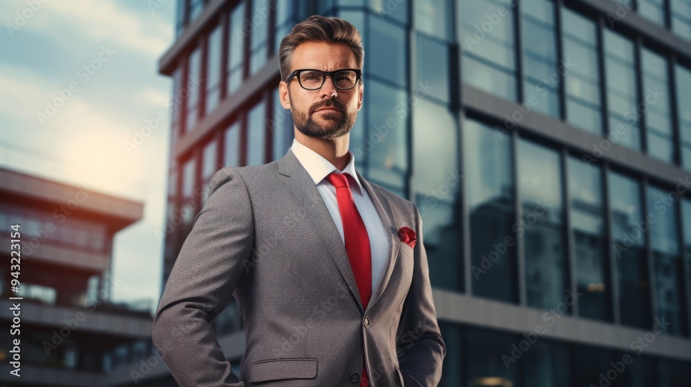 A stylish male engineer wearing a blazer and holding a pair of glasses, 