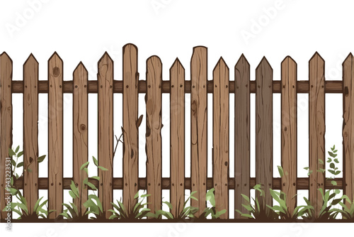 Vector wooden seamless fence triangular shape isolated