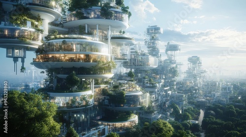 AIpowered future, advanced urban design, digital city, holographic interfaces.