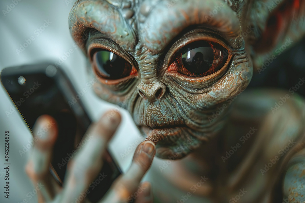 UFO space visitor alien on Earth living human life with everyday routine staff, Generative AI UFO space visitor alien on Earth living human life with everyday routine staff, Generative AI
