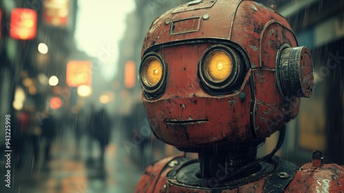 Rusty Robot in the Rain