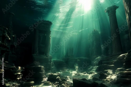 Mysterious Underwater Ruins of Atlantis Bathed in Sun Rays