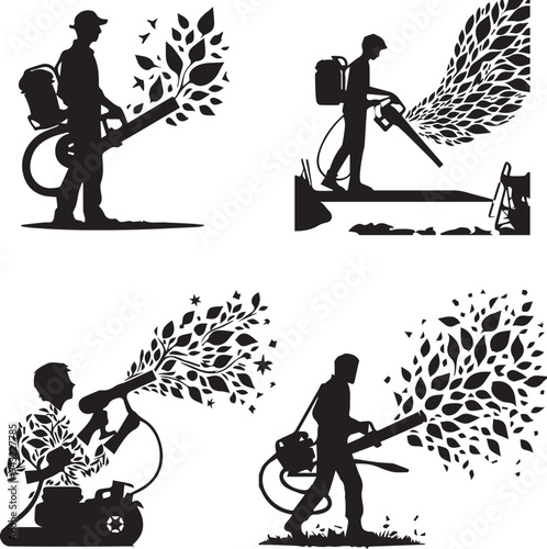 Leaf blower silhouette, Leaf blower icon, Leaf blower vector, 