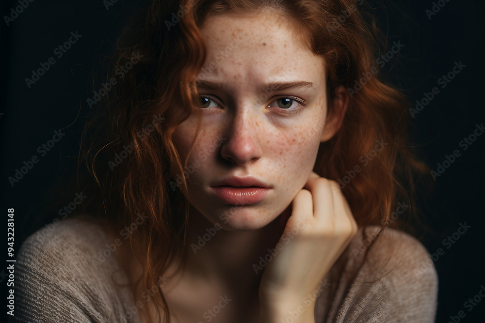 Generative AI picture of a young person with a cracked face Generative AI picture of a young person with a cracked face