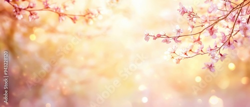 Beautiful cherry blossom branches against a dreamy, illuminated background, perfect for springtime themes and nature-inspired designs.