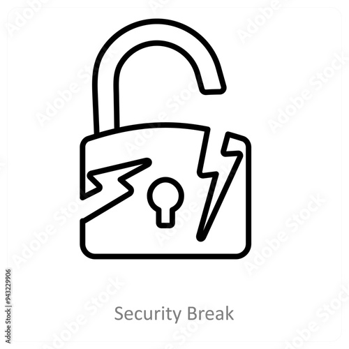 Security Break And Cracked Icon Concept
