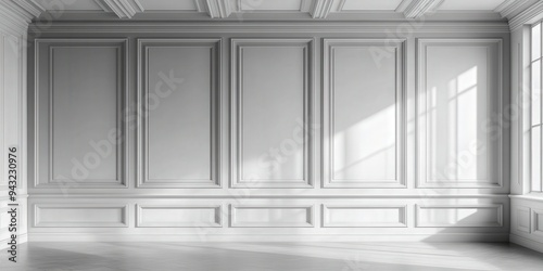 Elegant Minimalist White Wainscoting Wall with Wooden Floor Interior Design