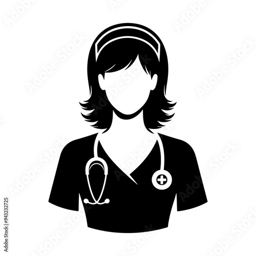 Female doctor vector illustration on white background, doctor silhouette, doctor vector icon