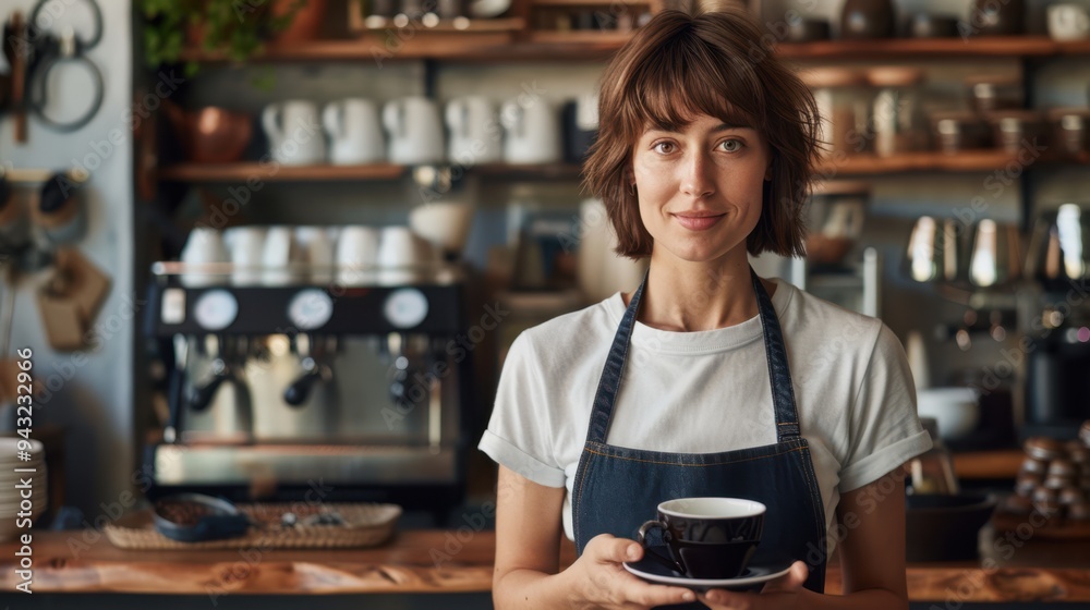 The woman in coffee shop The woman in coffee shop