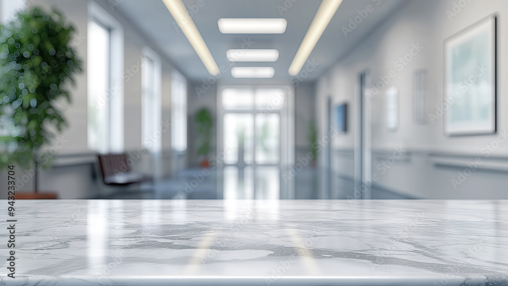 Marble Tabletop in a Modern Hospital Interior Marble Tabletop in a Modern Hospital Interior