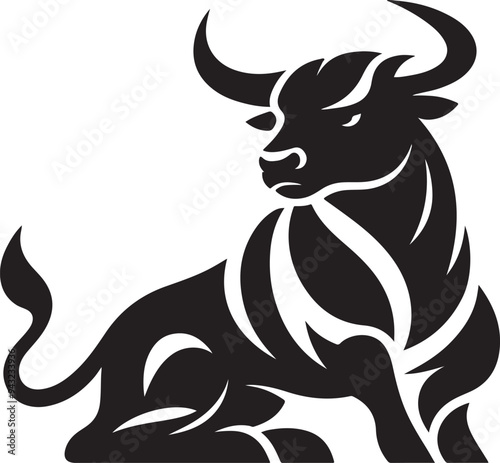 Illustration silhouette of a bull