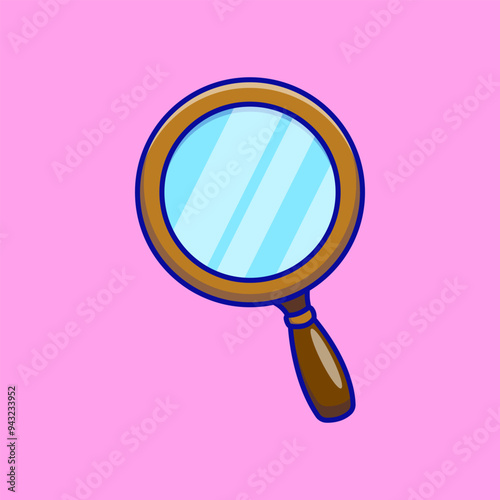 Magnifying Glass Cartoon Vector Icon Illustration. Detective Object. Flat Cartoon Style.