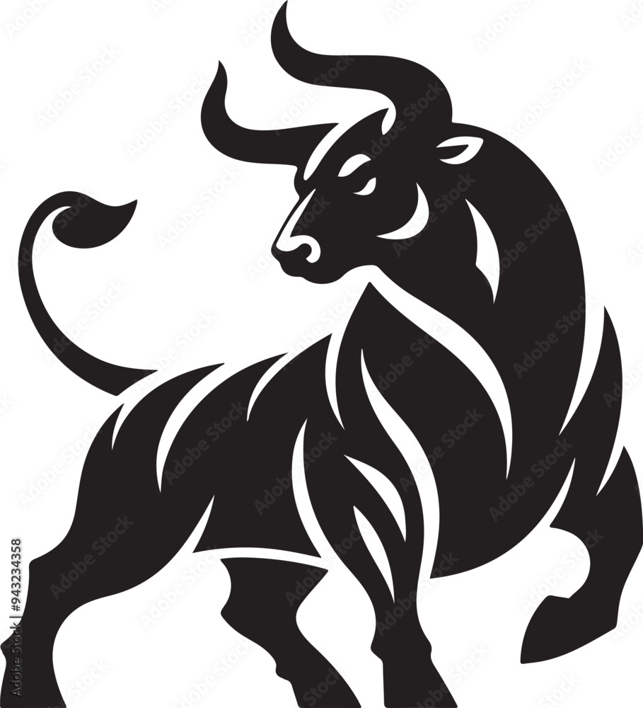 custom made wallpaper toronto digitalIllustration silhouette of a bull