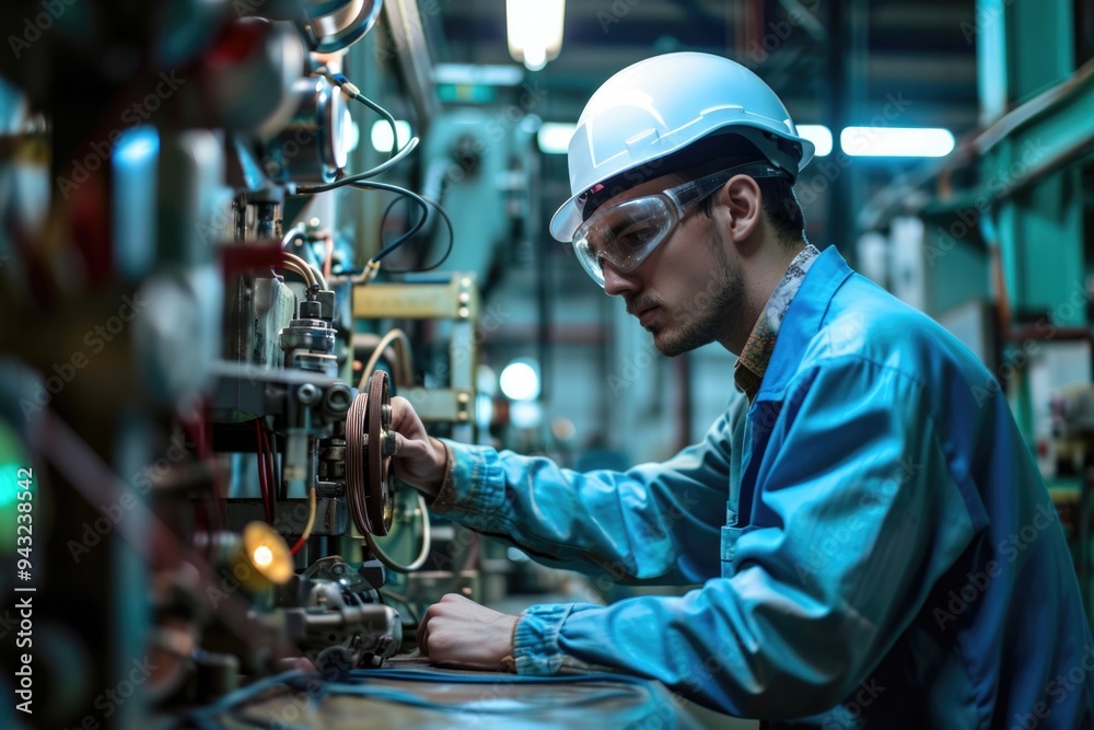 Engineer Managing Electrical Equipment in the Factory: Manufacturing and Maintenance Expertise Engineer Managing Electrical Equipment in the Factory: Manufacturing and Maintenance Expertise