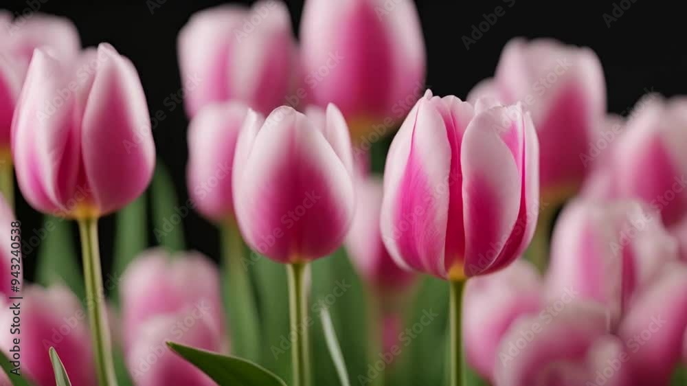 Pink and White Tulips Gently Blowing in the Wind Pink and White Tulips Gently Blowing in the Wind