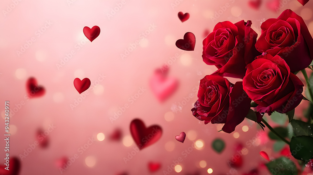 Valentine’s Day Background Featuring Red Roses and Hearts, Creating a Romantic and Heartfelt Atmosphere. This Design Incorporates Classic Symbols of Love with a Rich Red Color Palette and Elegant Flor Valentine’s Day Background Featuring Red Roses and Hearts, Creating a Romantic and Heartfelt Atmosphere. This Design Incorporates Classic Symbols of Love with a Rich Red Color Palette and Elegant Flor