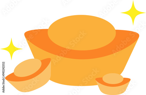 Oriental gold ingot new year illustration decoration
