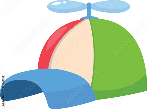 Cartoon style vector illustration of a funny colorful propeller hat, isolated on white background