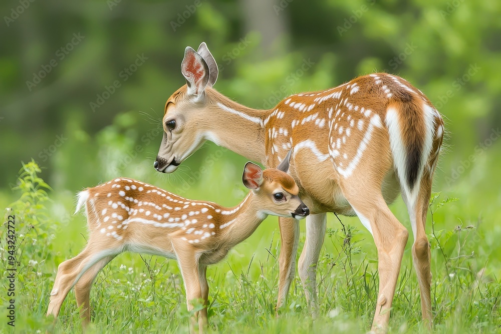 Fawn of a European fallow deer or common fallow deer (Dama dama); Bavaria, Germany Fawn of a European fallow deer or common fallow deer (Dama dama); Bavaria, Germany