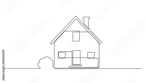 continuous line simple house.one line drawing of housing,real estate,property.single line vector illustration.isolated white background