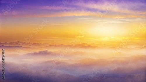 Golden Sunset Over Misty Mountains