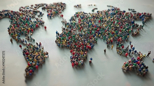 Global Connectivity: 3D Illustration of World Map Made of Connected People Network photo