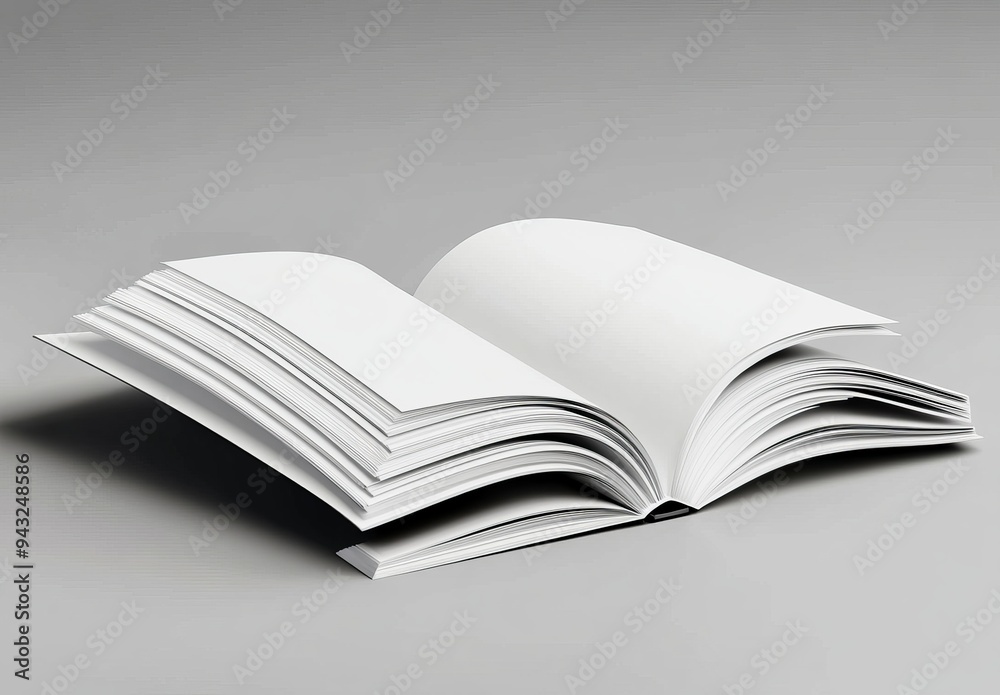 The white blank A4 magazine mockup is isolated on a white 3D rendering The white blank A4 magazine mockup is isolated on a white 3D rendering