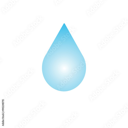 transparent drop of water on a white background, vector illustration, gradient