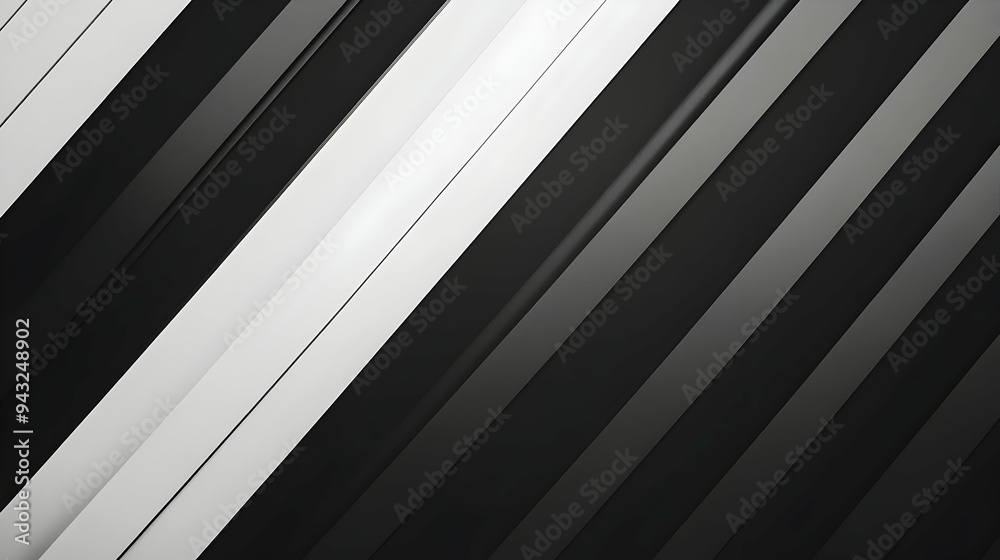 Obraz premium A clean, minimalist black and white abstract background featuring sharp diagonal lines