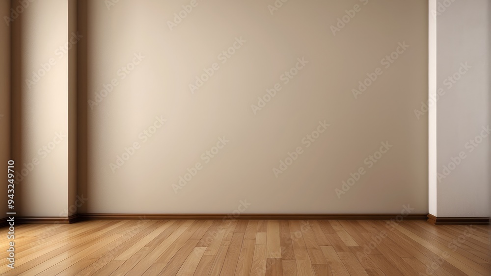 Corner of a Room with Wooden Floor and Beige Walls Corner of a Room with Wooden Floor and Beige Walls